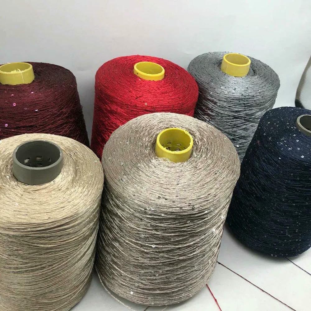 Filato di Paillettes di Seta ghiacciata Estiva da 500 g, Speciale Filato Mercerizzato Fai da Te, Paillettes da 2 mm, Filato per Maglieria a Mano, Filo per Maglieria per Maglioni di Bambole
