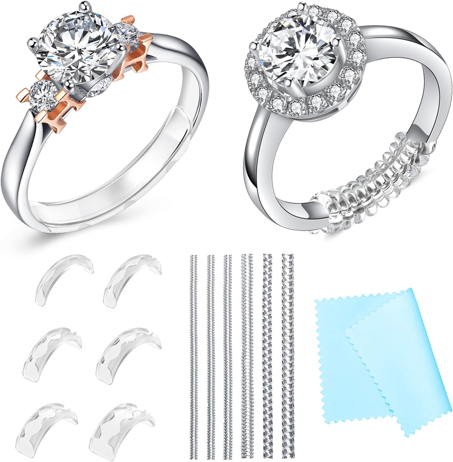 Ring Sizers for Loose Rings Ring Guards for Loose Rings Fit Any Rings, Invisible Ring Size Adjuster Never Sliding Off and Spinning (12 pcs)