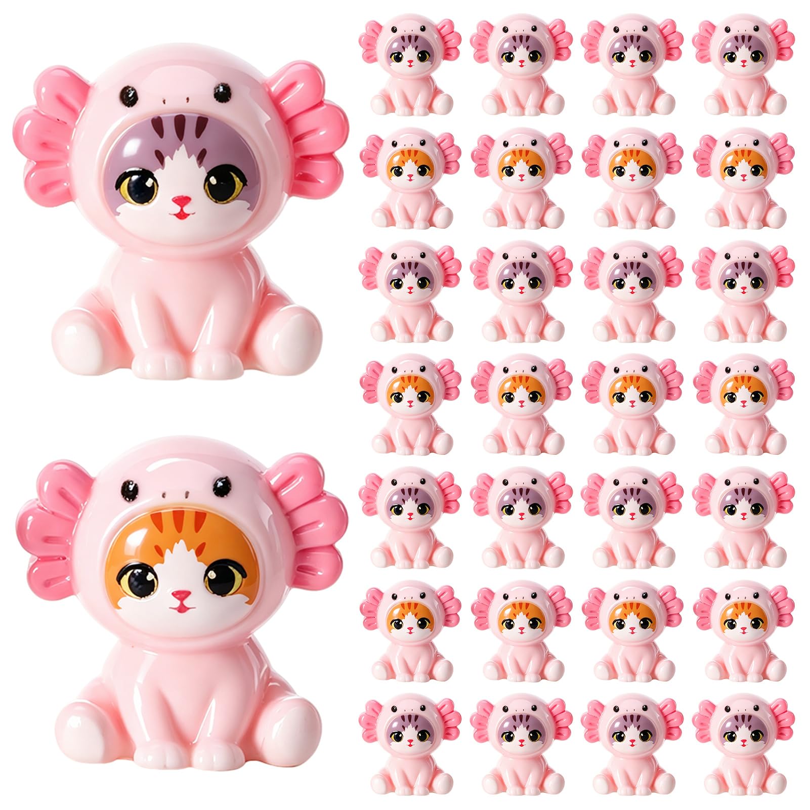 50 Pcs Mini Cat Resin Axolotl Themed Figures Crafts