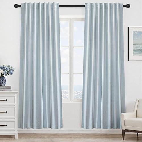 Miniatura 22 de UHITECH - Cortinas de 108 pulgadas de largo para ventana de sala de estar, cortinas opacas para dormitorio, juego de 2 paneles, azul, modernas, de