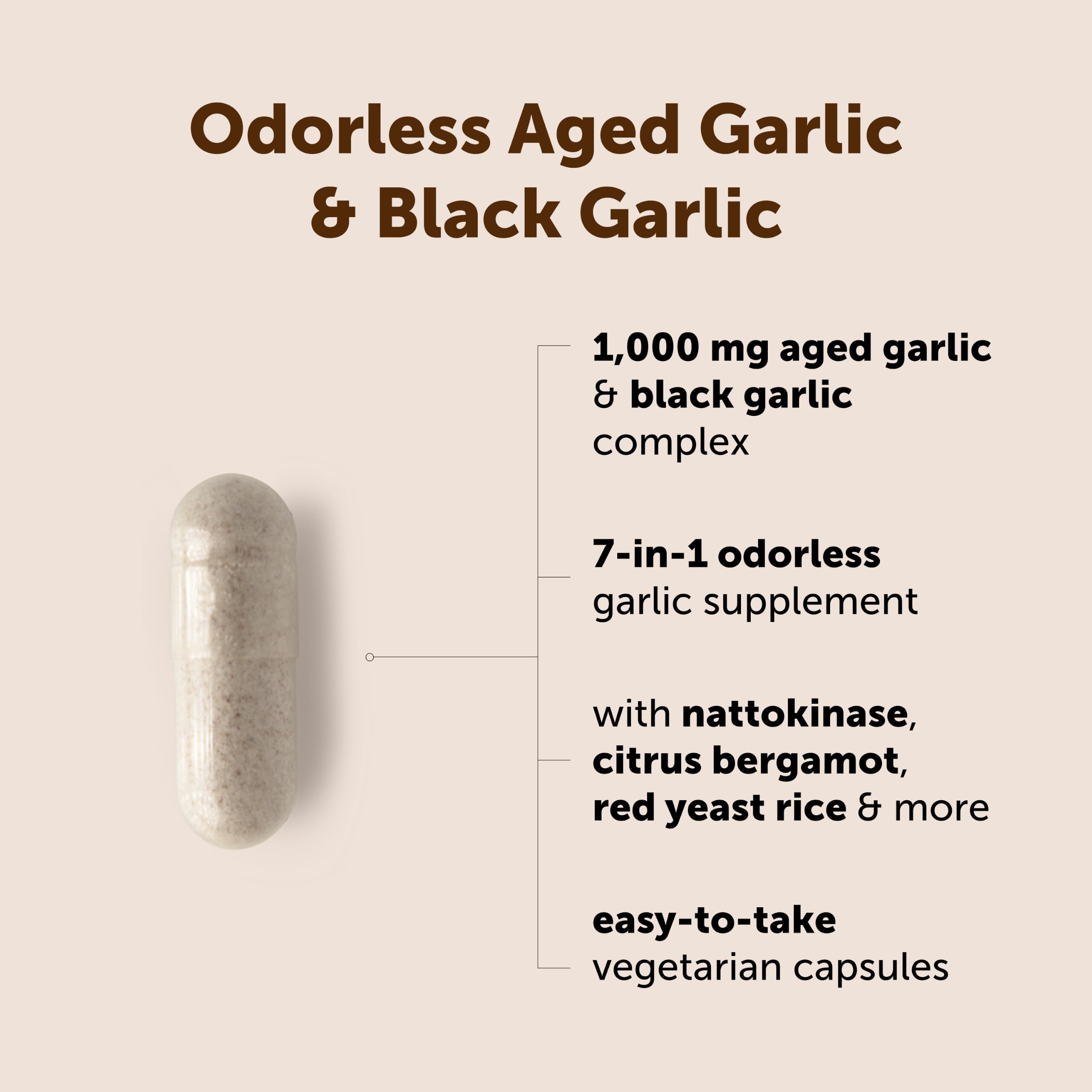 Odorless Aged Garlic & Black Garlic, 1,000mg Per Serving, 240 Veg Capsules — Amazon image 2