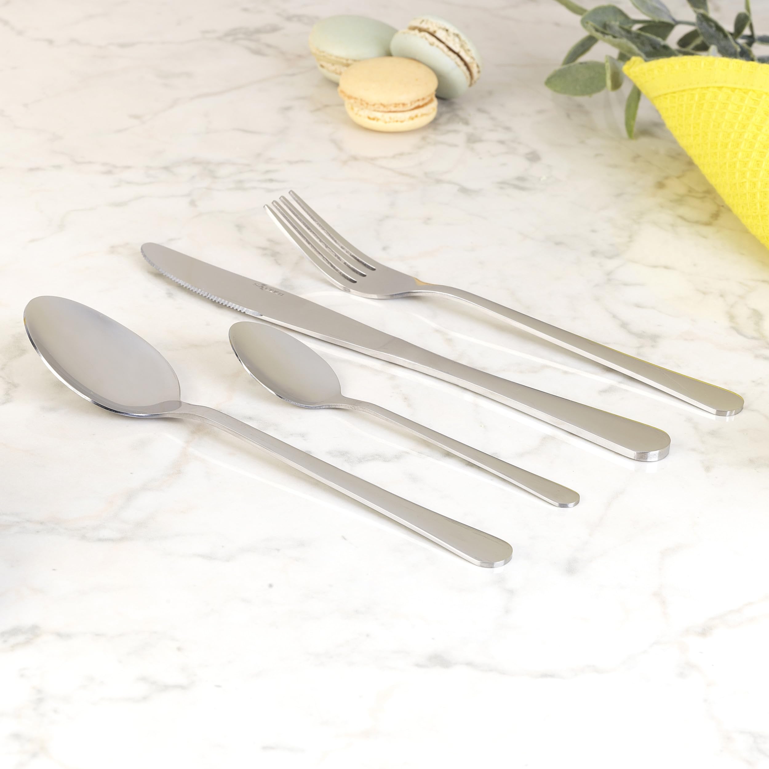 Salter COMBO-5320 Bakewell - Cubertería de 72 piezas de acero inoxidable, servicio de cubiertos para 18 personas, incluye cuchillos, tenedores, cucharadas y cucharaditas, apto para lavavajillas
