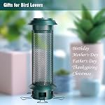 Large Squirrel-Proof Bird Feeder with Removable Tray, Weight-Activated Outer Cage, 5 Perches, 4 lb Capacity, Easy to Fill & Spill-Proof, Tube Bird Feeder for Outdoor Cardinals, Finches