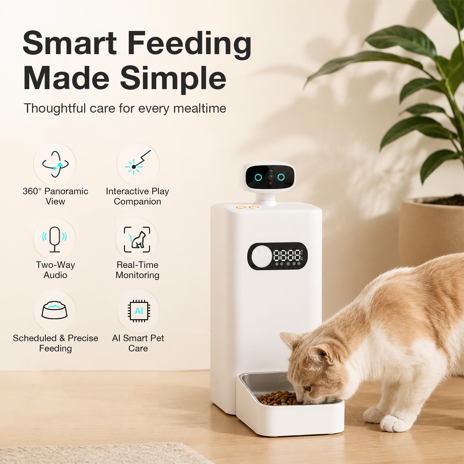 Intelligenter Futterautomat mit Kamera WLAN für Katzen und Hunde