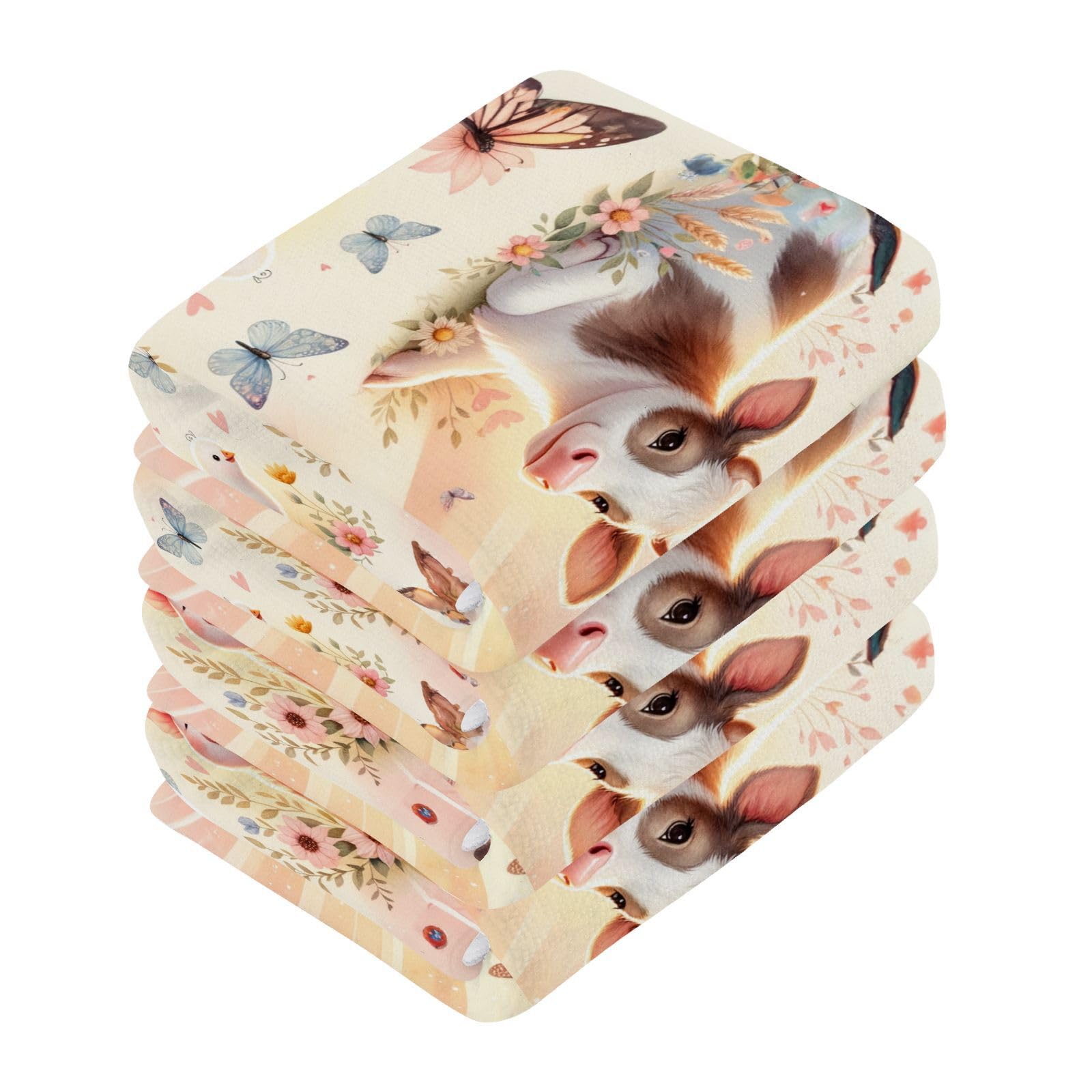 YANENDIE Cute Farm Animals Washcloths Towels, Highly Absorbent and Soft Cotton Face Cloths, 6 Pack Quick Dry Wash Cloths - 12 X 12 Inches