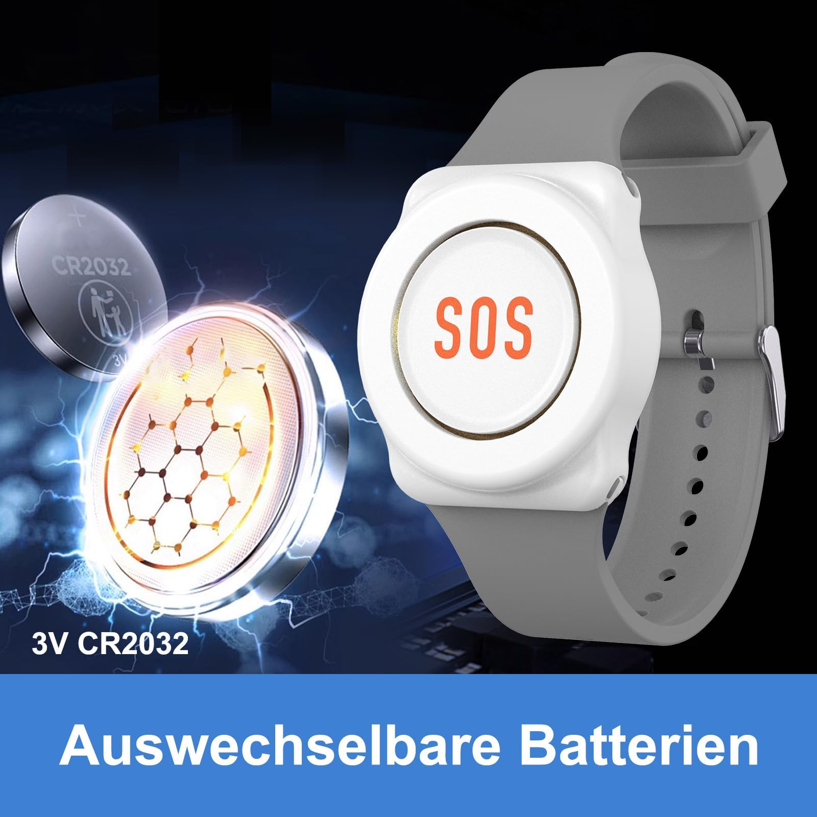 Daytech inteligentny alarm dla seniorów WiFi Tuya, przycisk ratujący życie, dla osób, które potrzebują pomocy w domu (2 odbiorniki + 2 przyciski + 1 bransoletka)