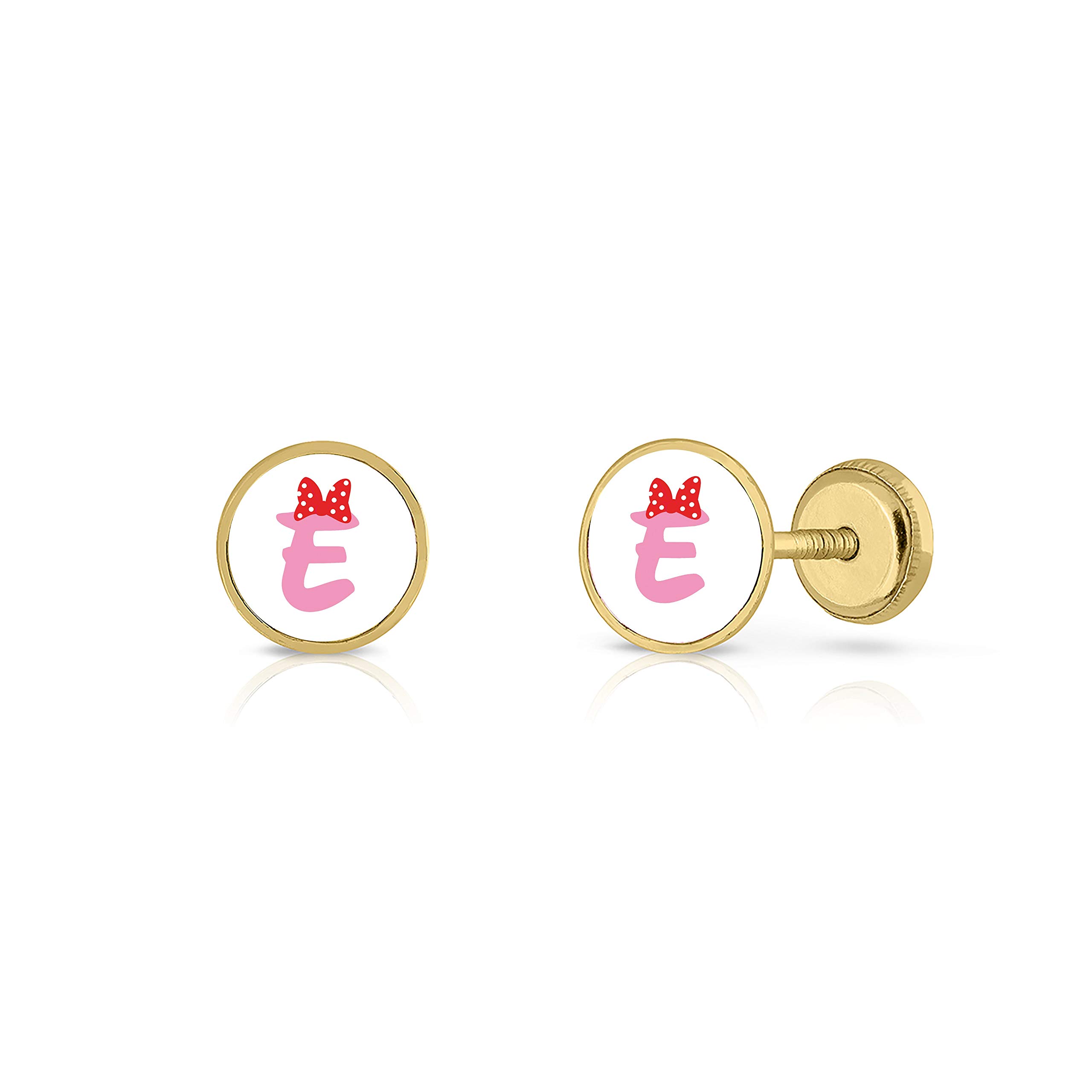Pendientes Oro de Ley Certificado/Niña/Mujer. Diseño Letra Inicial. Cierre de seguridad a rosca. Medida 7 mm. (4-4955-7-C)