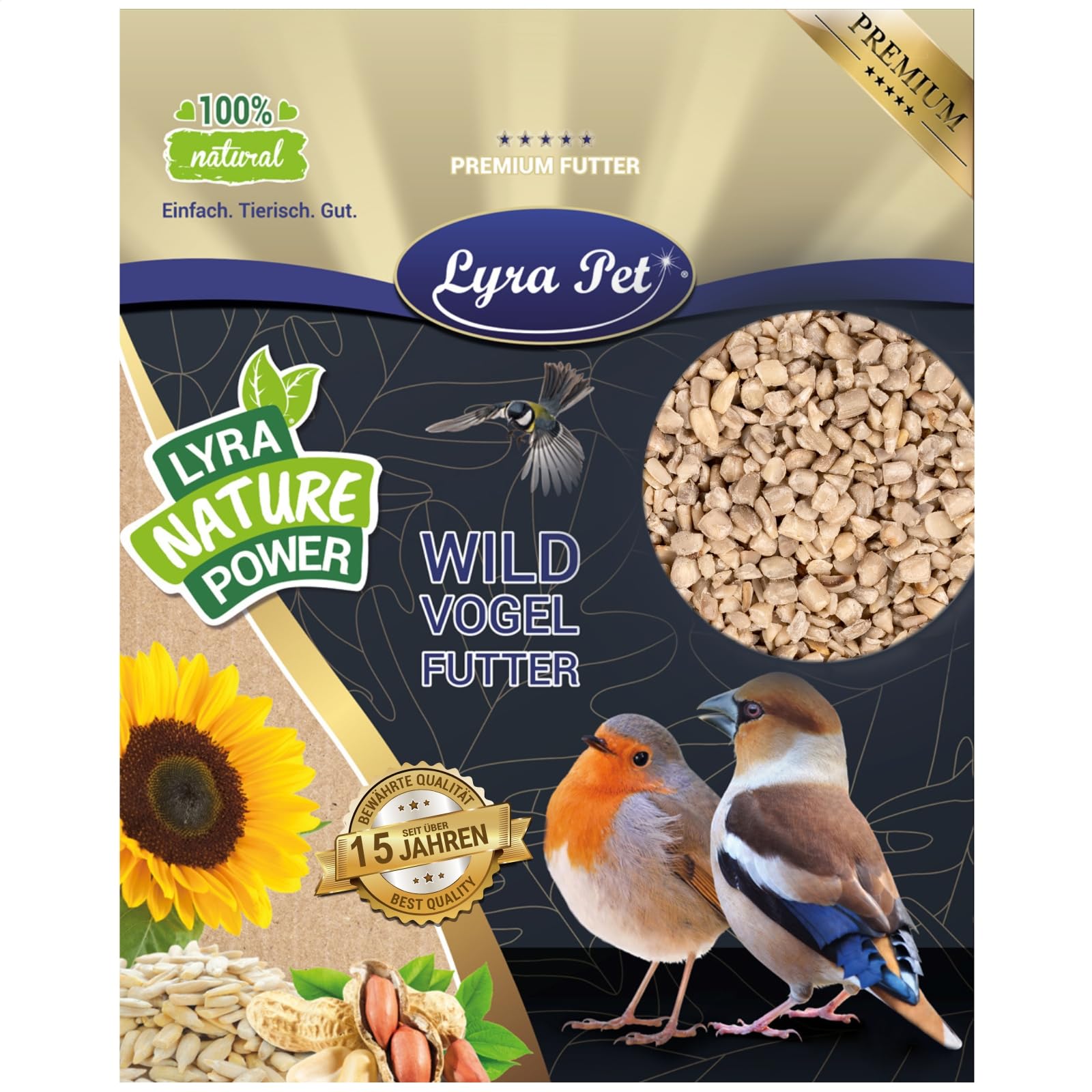 Graines de Tournesol décortiquées brisures 20 kg Nourriture pour Oiseaux Sauvages Lyra Pet