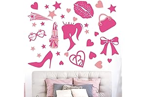 Mityrain 34 Pcs Pink Doll Stickers: Kawaii Pink Wall Art for Every Girl's Room