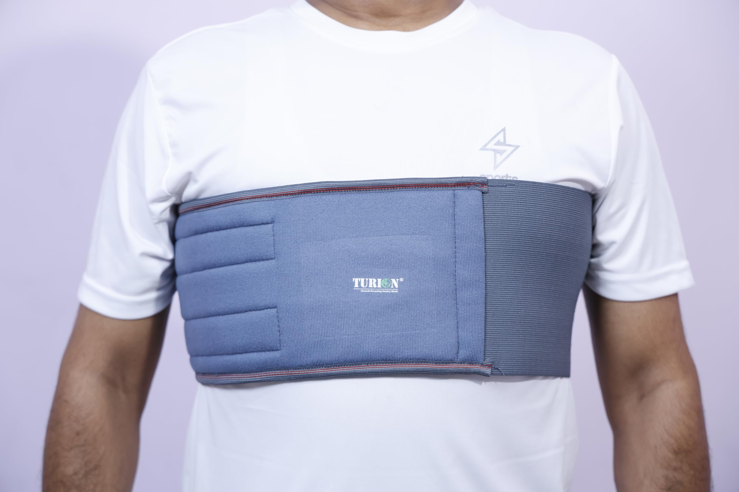 TURION Universal Rib Belt & Chest Binder – Breathable Elastic Support for Rib Fractures, Muscle Strains, and Pain Relief – Adjustable Compression Wrap for Stability, Unisex