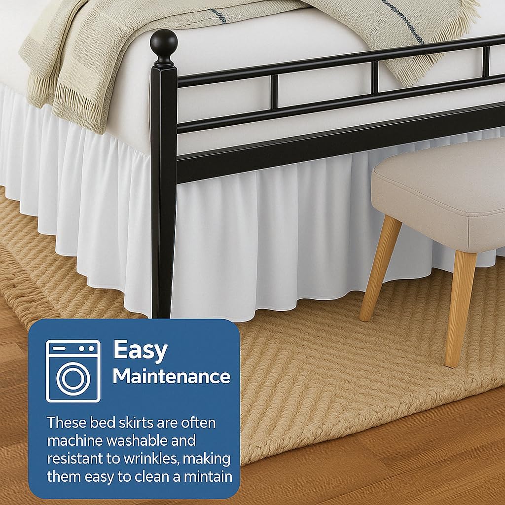 Ruffled Bed Skirt Queen Size with Split Corners & Platform, Hotel Quality Ultra-Soft Microfiber Dust Ruffle, Tailored Fit, Wrinkle Free, Up to 14” Drop, White - Image 5