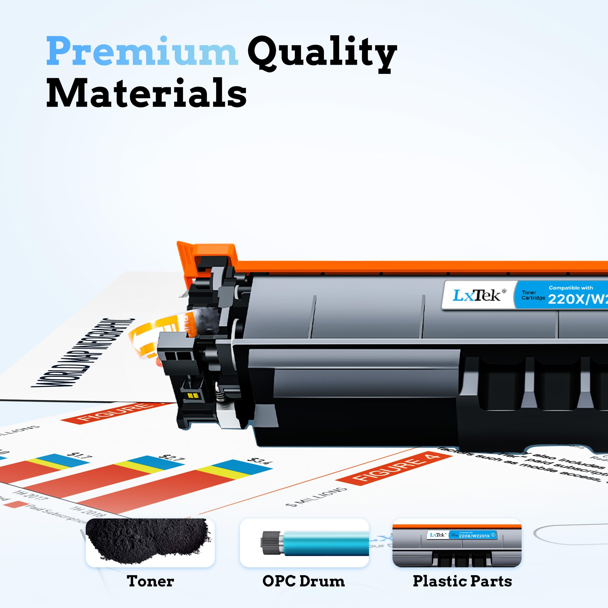 LxTek 220 x 220 A Tonerkartusche: mit Chip kompatibel für HP 220X mit HP Color LaserJet Pro MFP 4302dw 4302fdw 4302fdn 4202dn 4202dw W2200X W2201X W2202X W2203X Drucken, Scannen, Kopieren (4er-Pack)