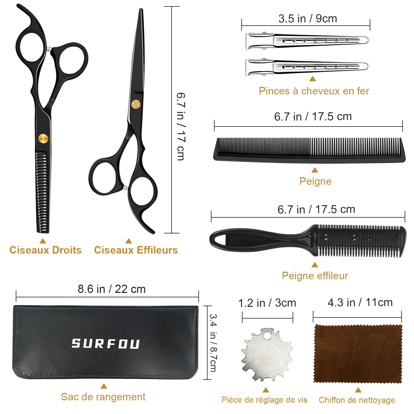 SURFOU Hair Scissors Set 6.7 Inch Hairdressing Scissors Professional Hair Scissors 2 Stainless Steel Sharp Thinning Scissors Precise Haircuts - Image 4
