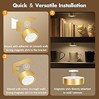 Vista 63 de 3-Pack Picture Lights for Wall, Rechargeable Battery Operated Led Painting Light with Remote Dimmable ＆ Timer, 3 Lighting Modes Magnetic Art Display