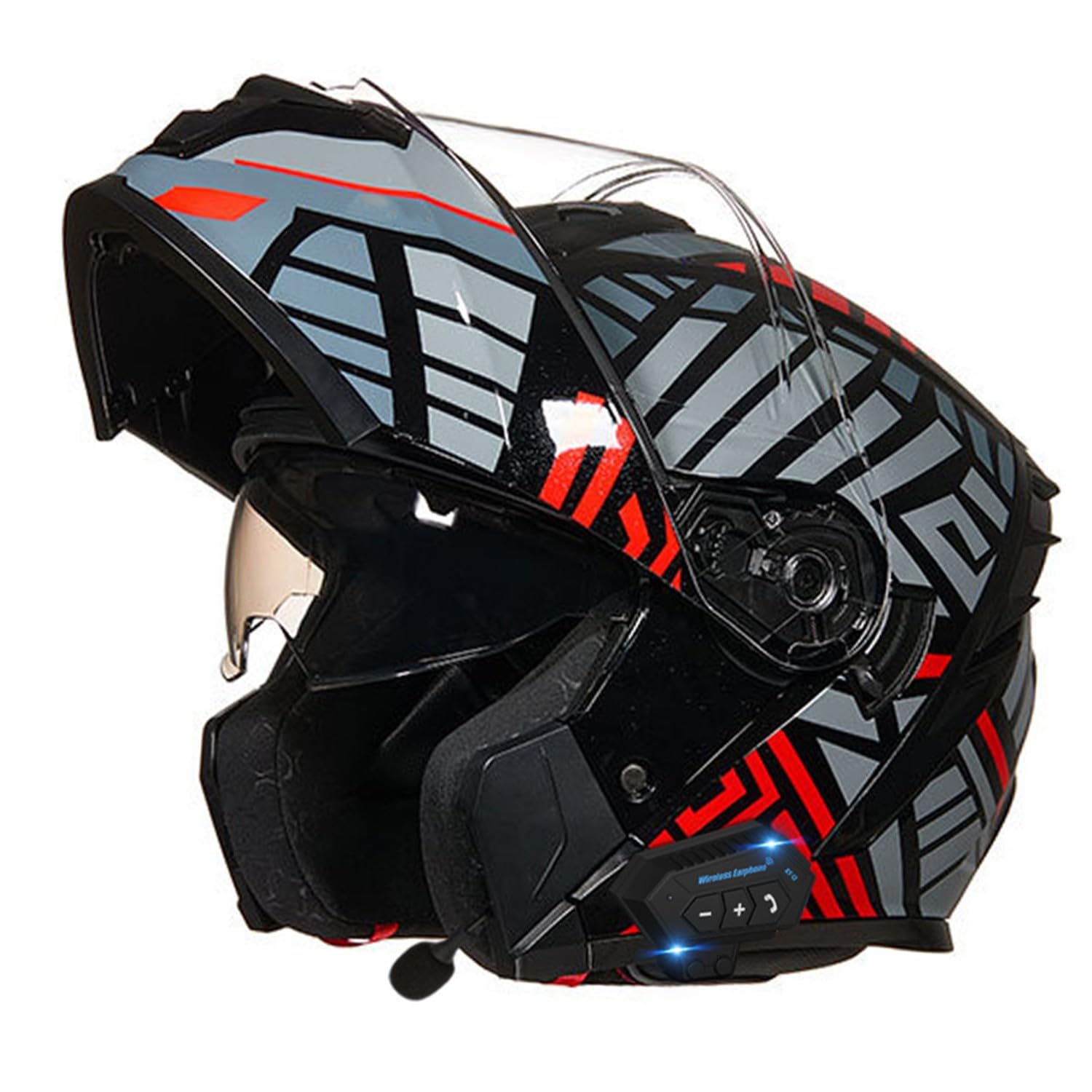 Casco de moto abatible con bluetooth integrado que soluciona el ruido y sol 8