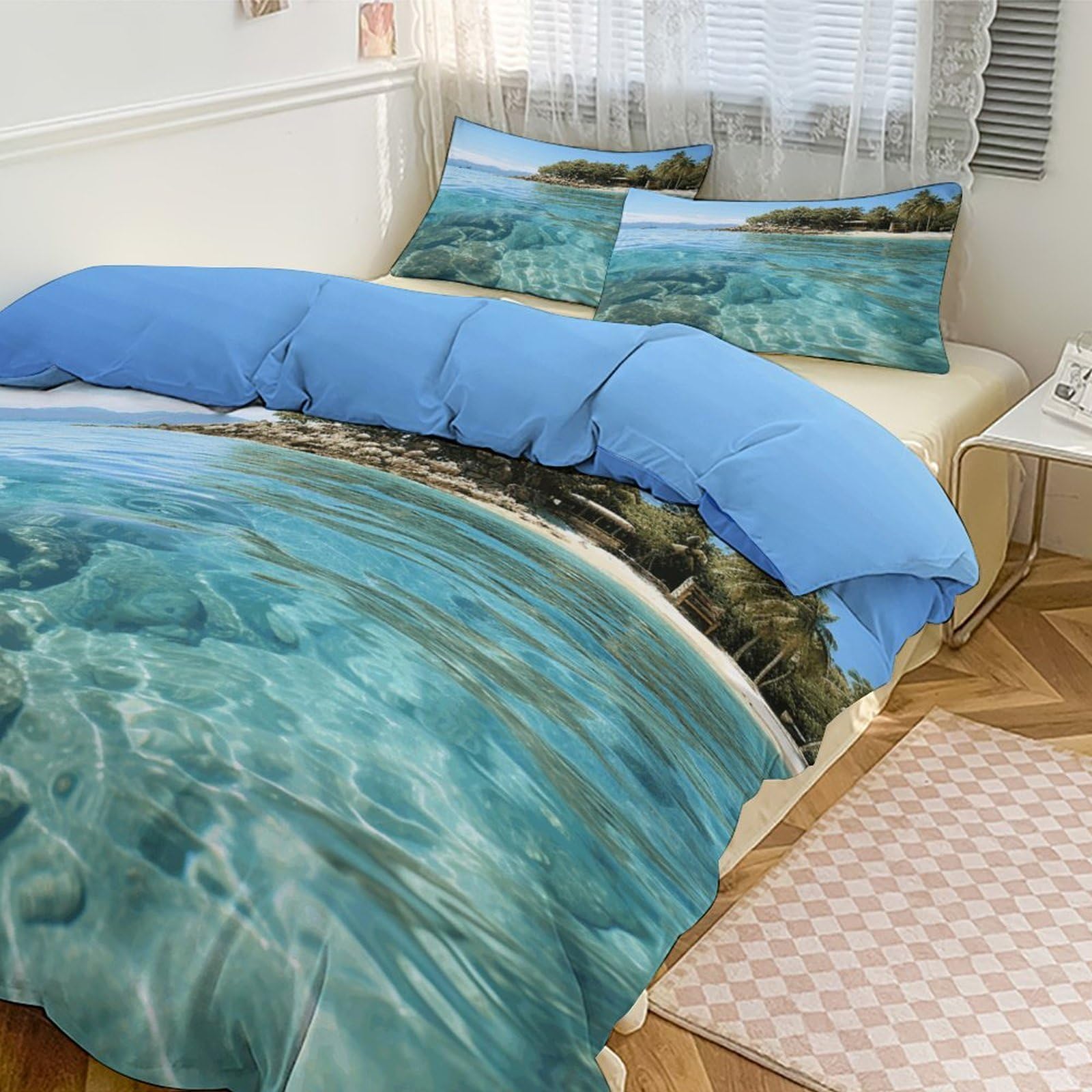 Housse de couette ultra douce et respirante avec fermeture éclair pour grand lit double