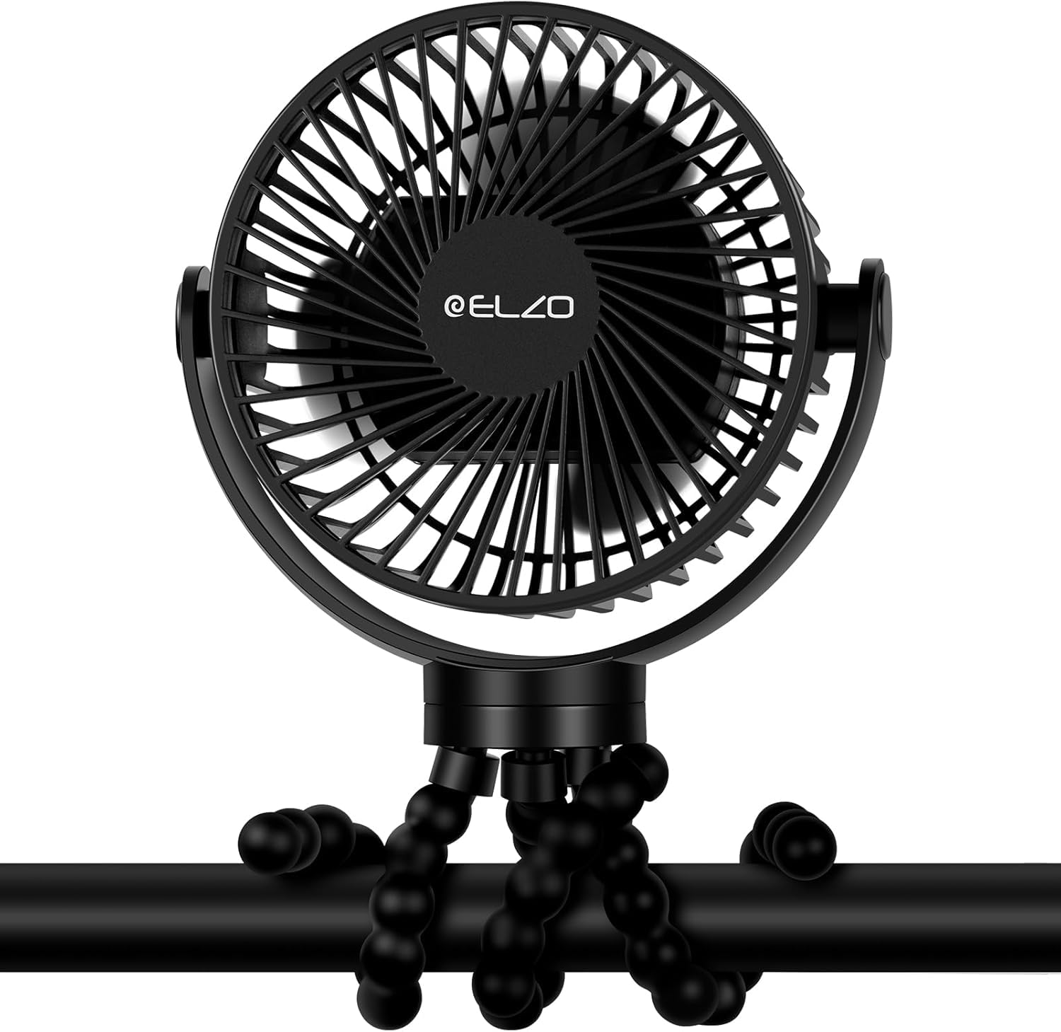 ELZO 12000mAh USB Ventilator Leise Max 60H Arbeitszeit Handventilator 3 Geschwindigkeiten 360° Drehung Black