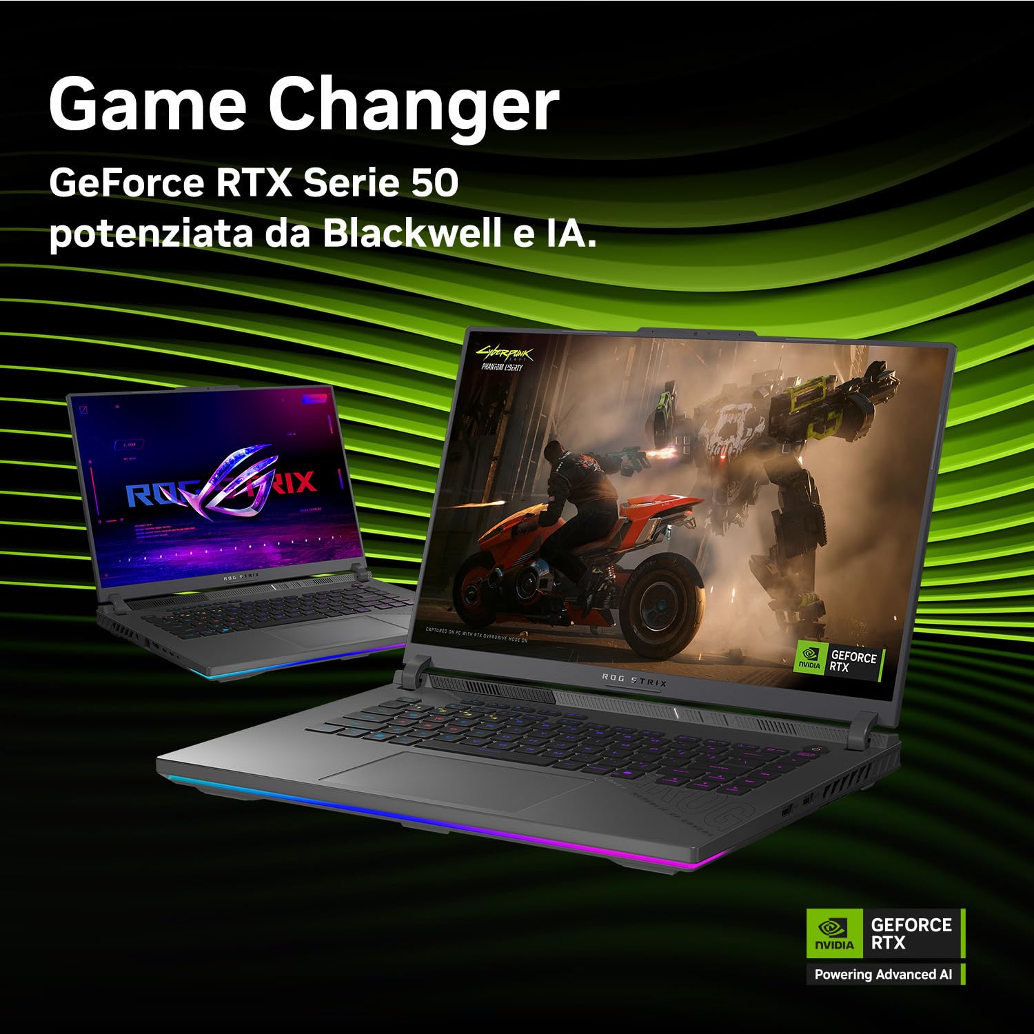 ASUS ROG Strix G16 (2025) 16" 165Hz Gaming Notebook, RTX 5070 Ti 12GB, AMD Ryzen 9 8940HX, 32GB RAM, 2TB SSD, Win 11 Home, Grigio ITA