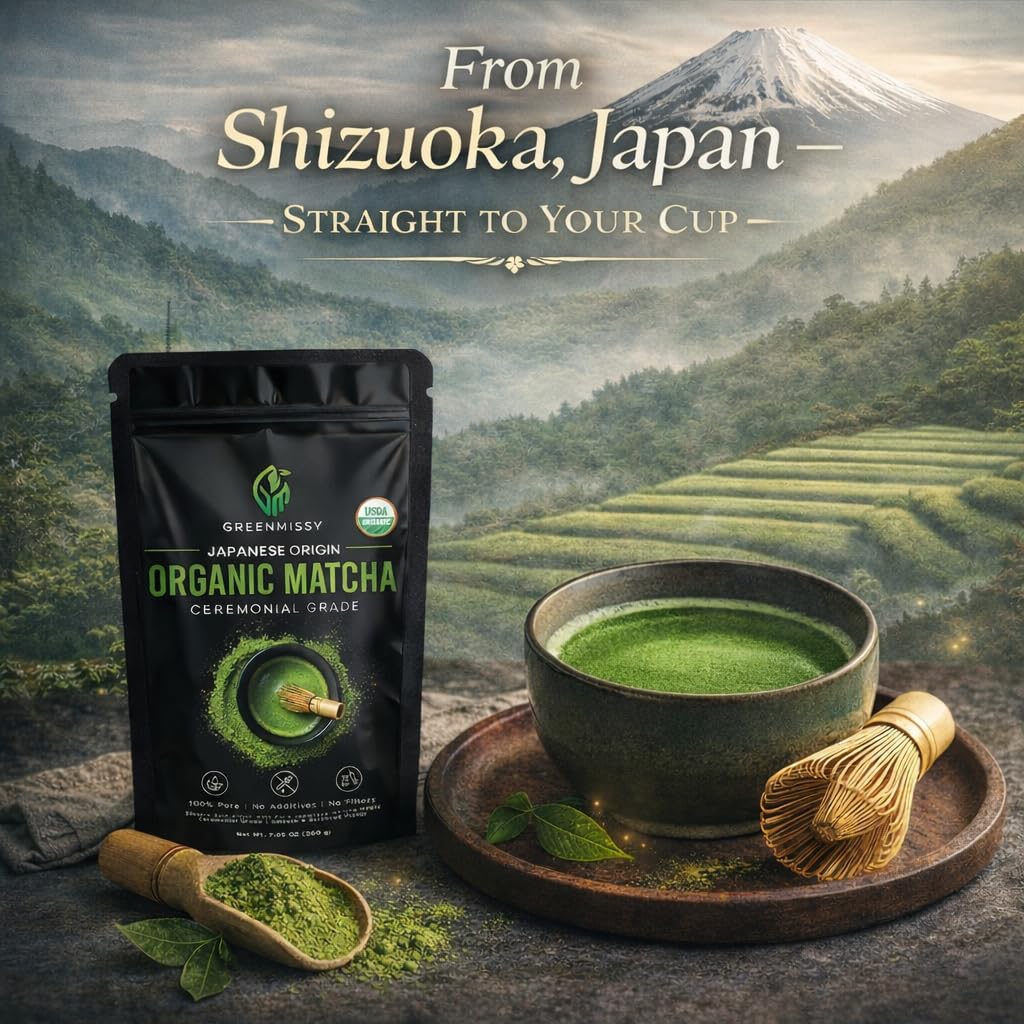 GreenMissy Organic Matcha Powder 7.05 OZ (200 g) – Premium Ceremonial Grade, Authentic Japanese Matcha Green Tea, 100% Pure Matcha for Tea, Smoothies, Lattes & Baking – Kosher, Vegan