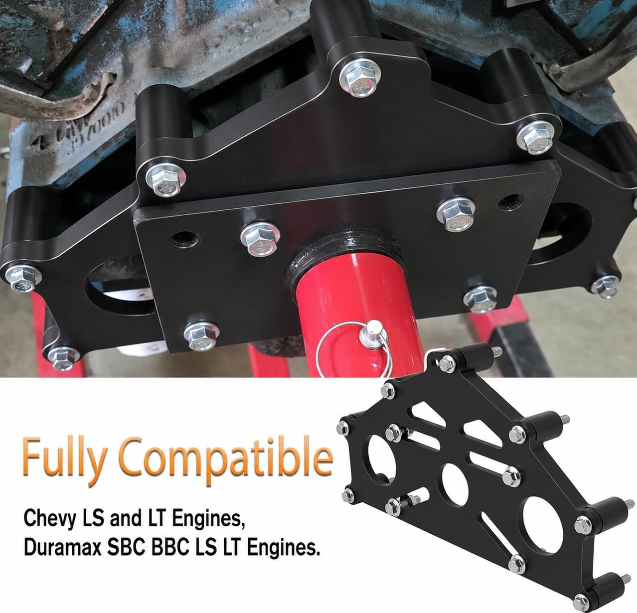 Heavy-Duty Engine Stand Adapter Plate for Chevrolet LS/LT Small Block Big Block Engines - Steel Support Bracket