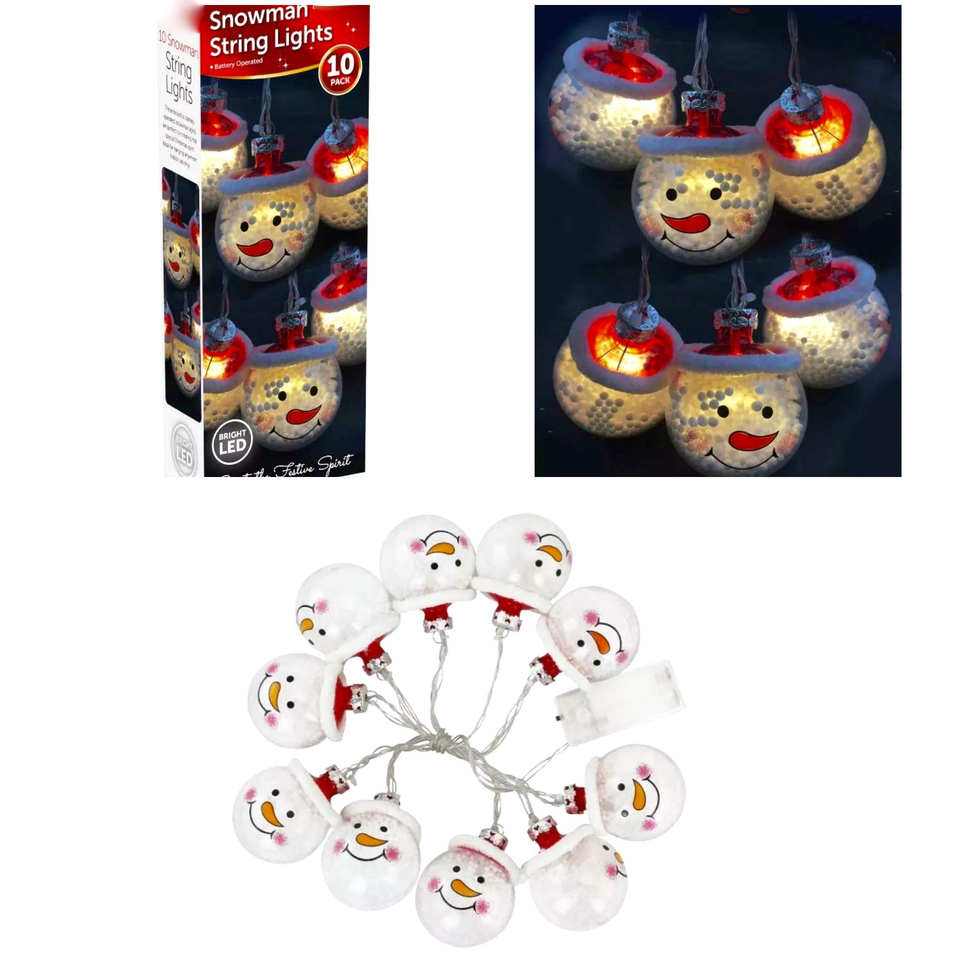 ADEPTNA Hanging 10 Snowman String Lights Bright LED Christmas Lights - Fairy Lamp Indoor Lights Party Home Decor