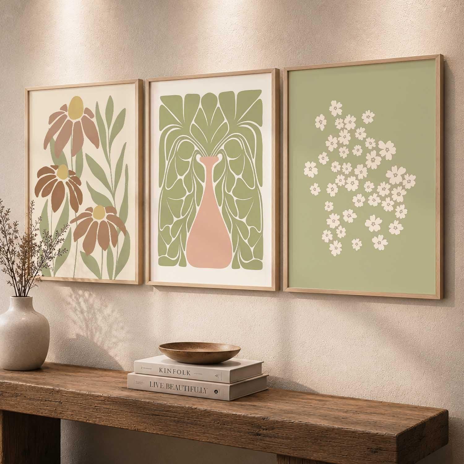 Bohemian Wall Art Set - Floral Prints with Frame -18 Bohemian Wall Art Set - Floral Prints with Frame -18