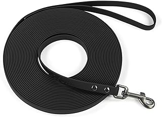 Wolfone Waterproof Dog Training Leash Long Line - Black 16ft Outdoor Lead for Recall, Beach, Swimming, Hiking - Strong Longline for Small Medium Large Dogs