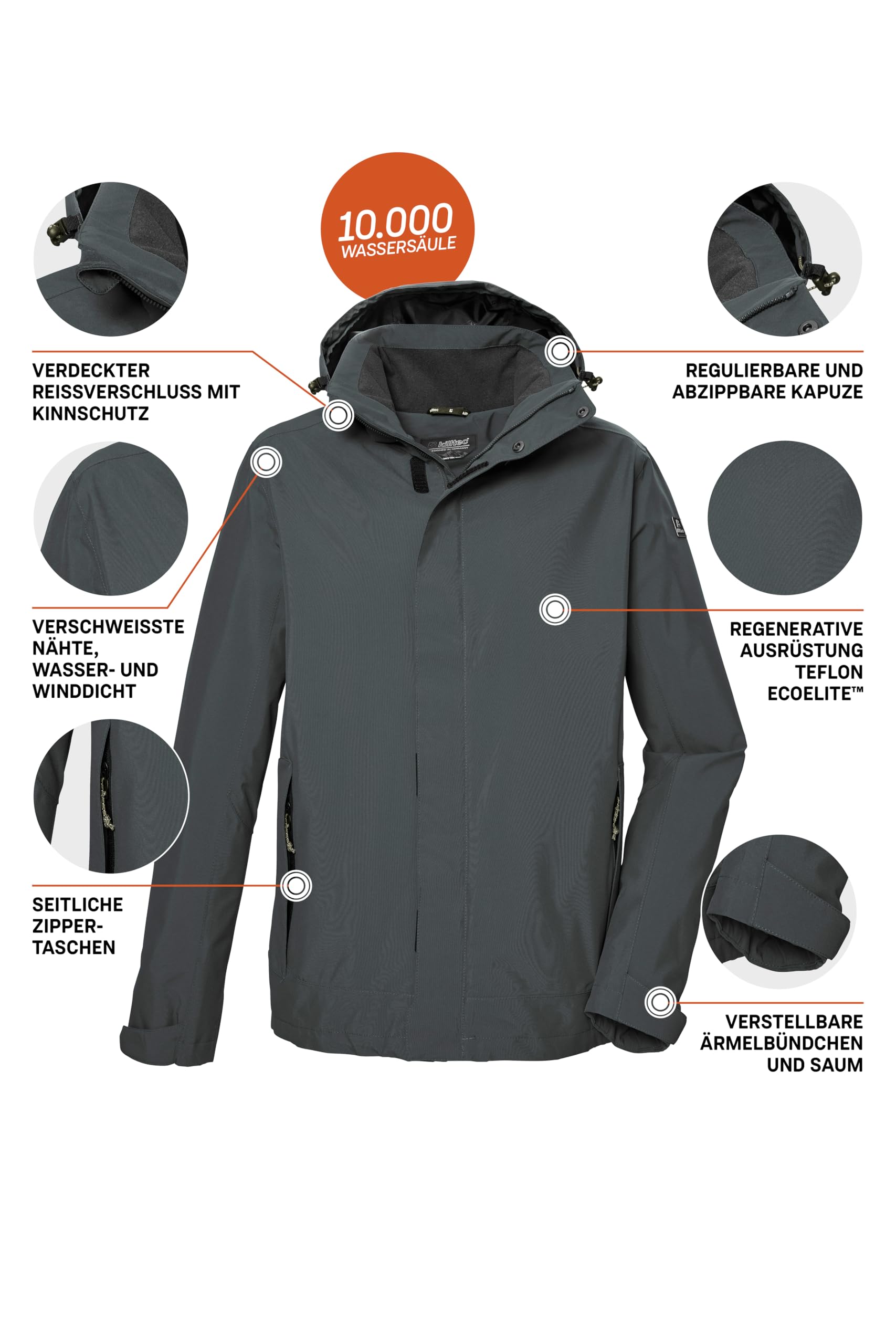 Killtec Herren Kos 87 Mn Jckt Funktionsjacke/Outdoorjacke mit abzippbarer Kapuze