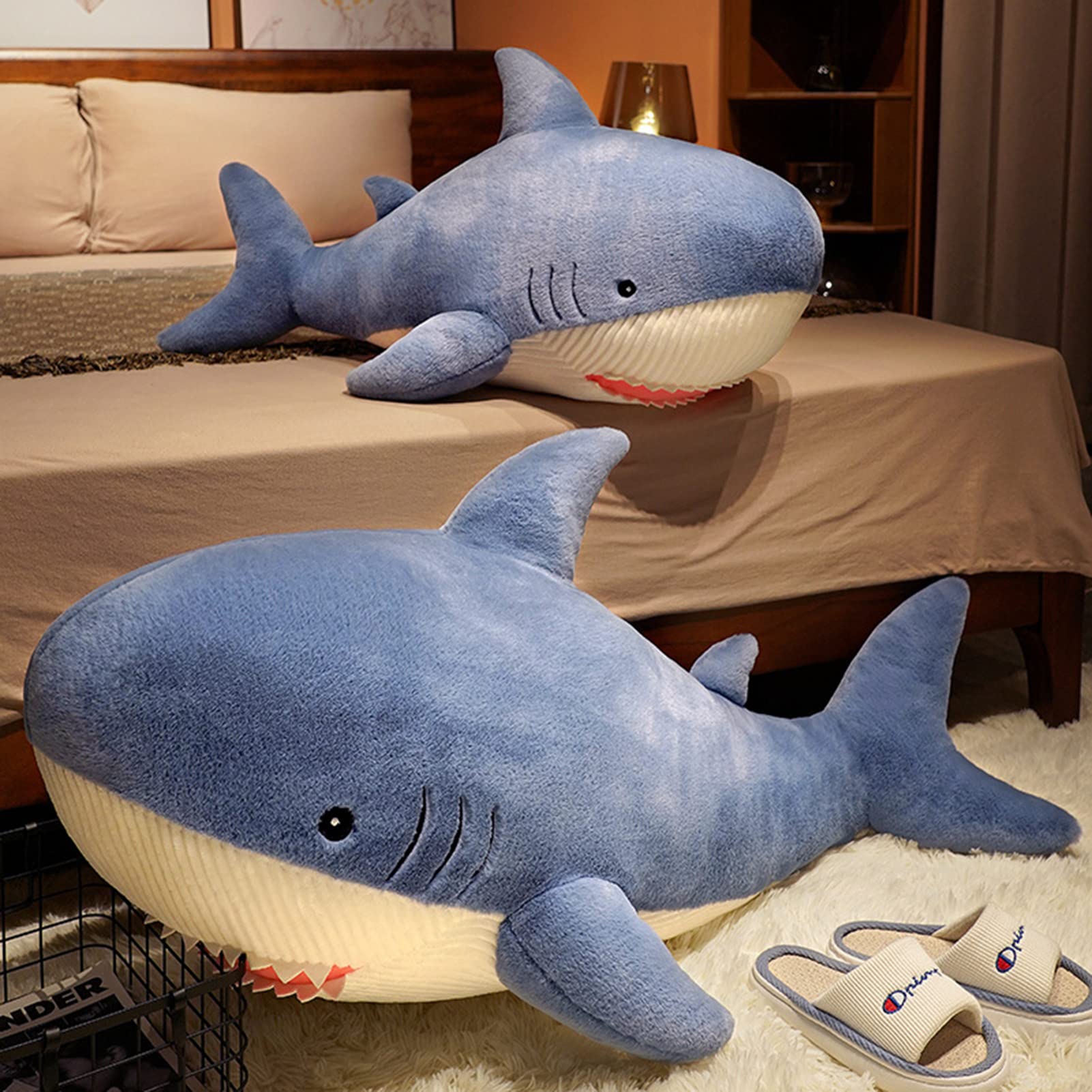 Almohada De Peluche Tiburón Gigante 60 Cm – Suave, Abrazable Y Decorativa Para Niños Y Adultos