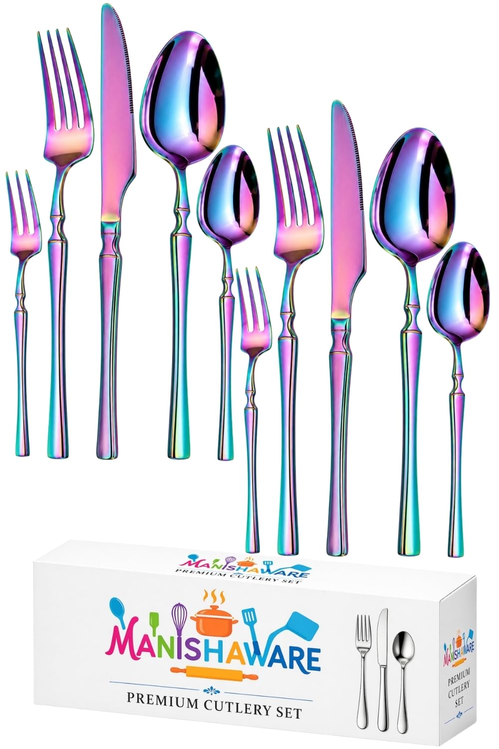 Elegant Handle Black 30 Pcs Steel Cutlery Set for Dining Table — Amazon image 32