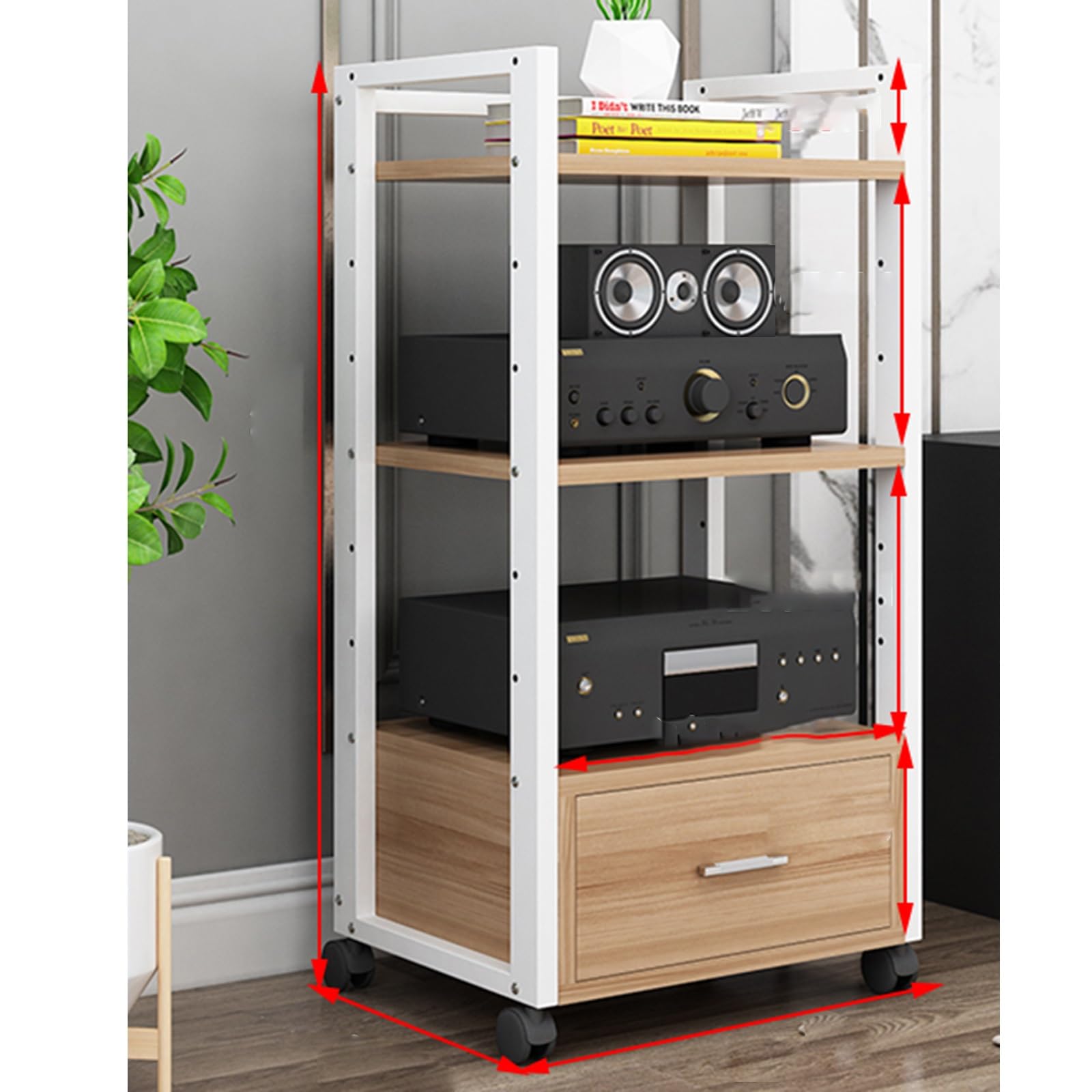 Meuble home cinéma compact en noyer moderne pour salon et composants stéréo