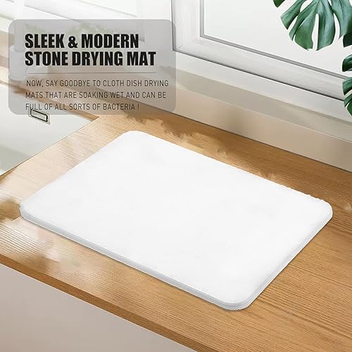 Miniatura 7 de Sgriack Tapete de secado de platos de piedra para encimera de cocina, secado rápido y súper absorbente, almohadilla de secado de platos de tierra de