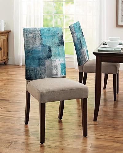 Miniatura 4 de Juego de 4 fundas para silla de comedor con diseño de oso y bosque, fundas para silla de comedor rústicas, color negro y marrón, fundas extraíbles