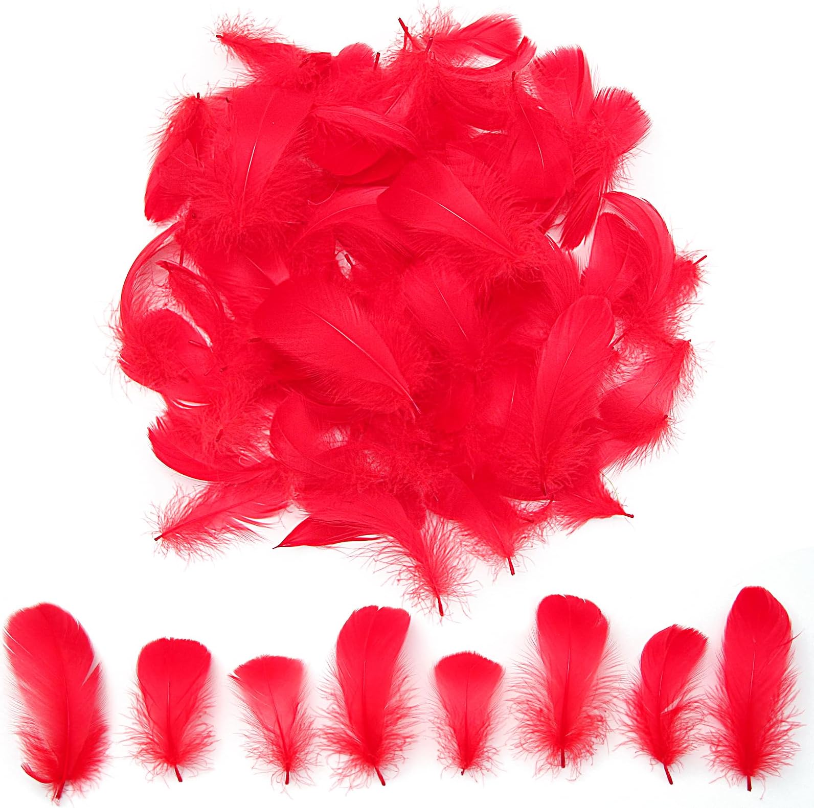 300pcs Red Feathers 2-3 Inches Bulk Feathers for Crafting, Dream Catcher Accessories, Art Projects, DIY Crafting, Handi Crafts, Party Decoration (Red)