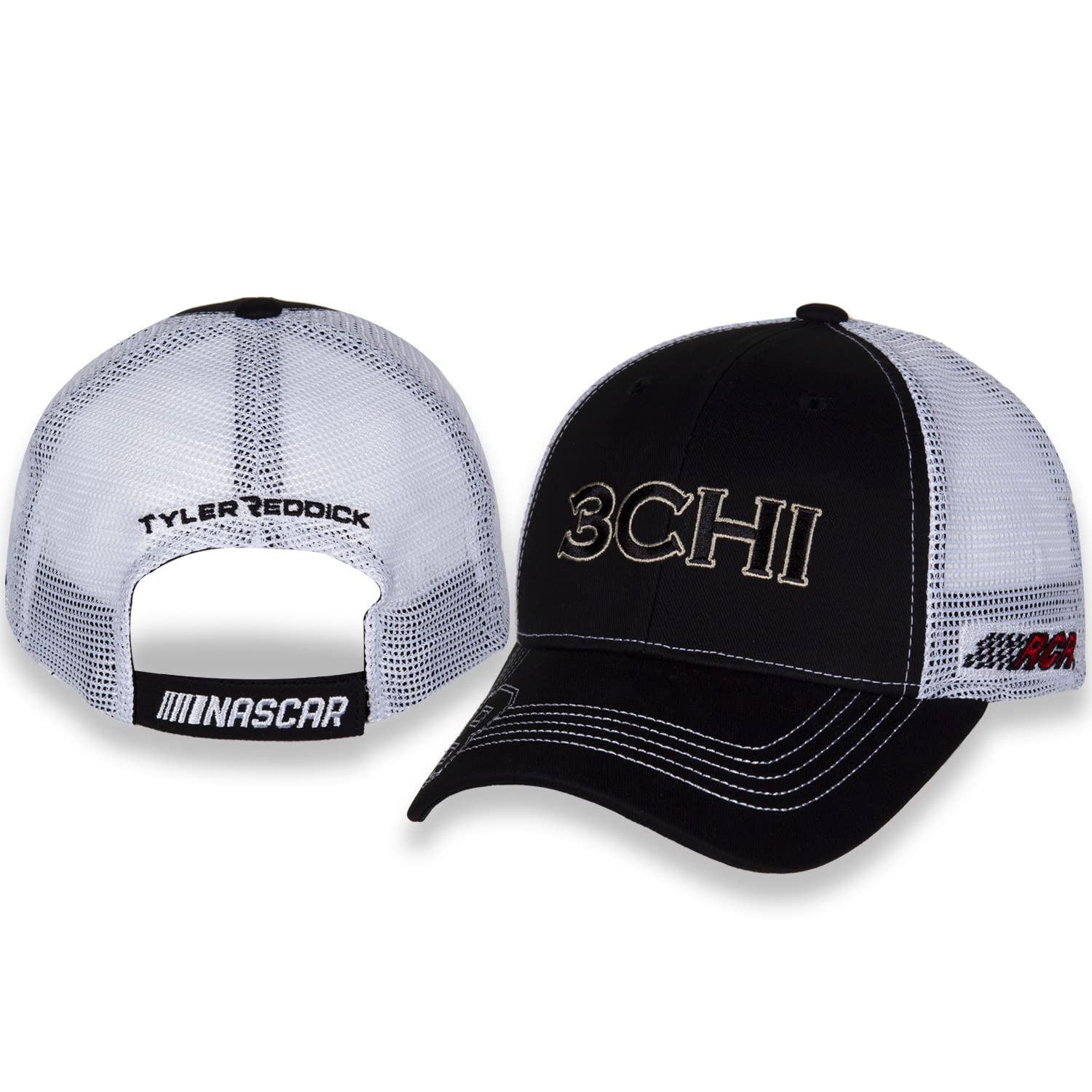 Checkered Flag Sports Tyler Reddick #8 2022 3CHI Sponsor Black White Trucker Mesh Adjustable Hat/Cap, Black
