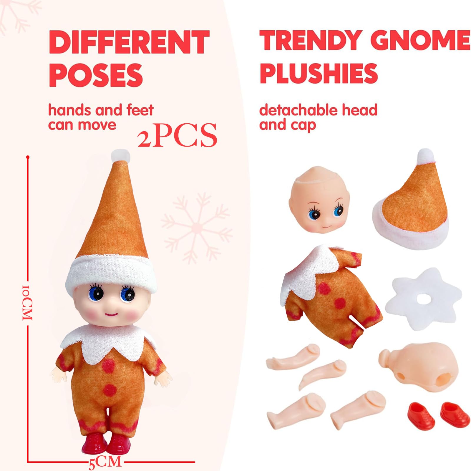 2pcs Christmas Elf Baby Mini Dolls,Christmas Baby Elves Twins Cute Little Elfs,Naughty Tiny Baby Elf Doll Novelty Toys Christmas Tradition Small Dolls for Girls Boys Kids Gift Xmas Stocking Stuffers - Image 2