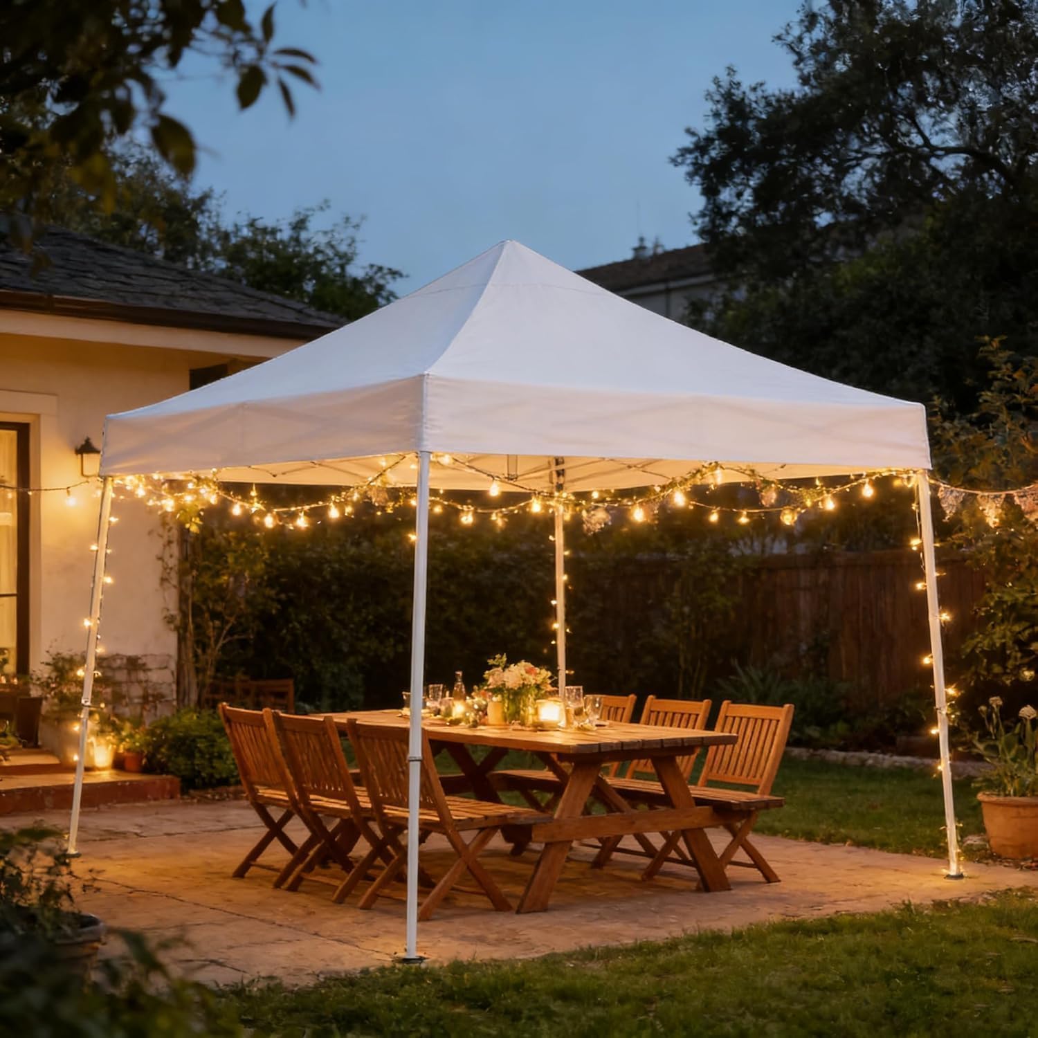 Garvee Tonnelle de Jardin Extérieur 3x3m Tente Pliante de Jardin | Rapide à Installer Auvent Pliable pour Camping, Festival, Plage, Jardins Inclus Sac de Transport, Blanche