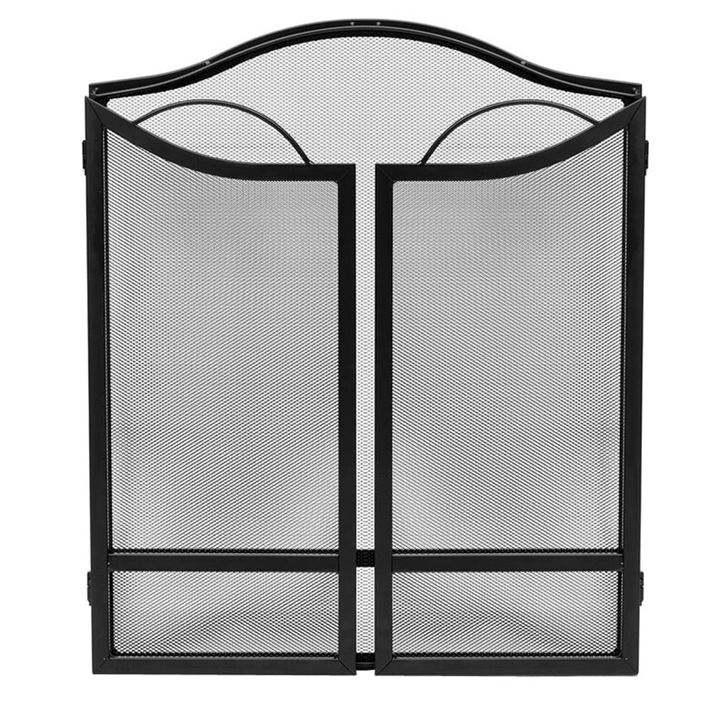 Salvachispas Chimenea Pantalla de Chimenea Metal Negro Panel ignífugo con Pantalla de Chimenea Neta Tres Pliegues Plazo de Piso a Techo Cerca de Techo Chimenea Decoración de la Puerta
