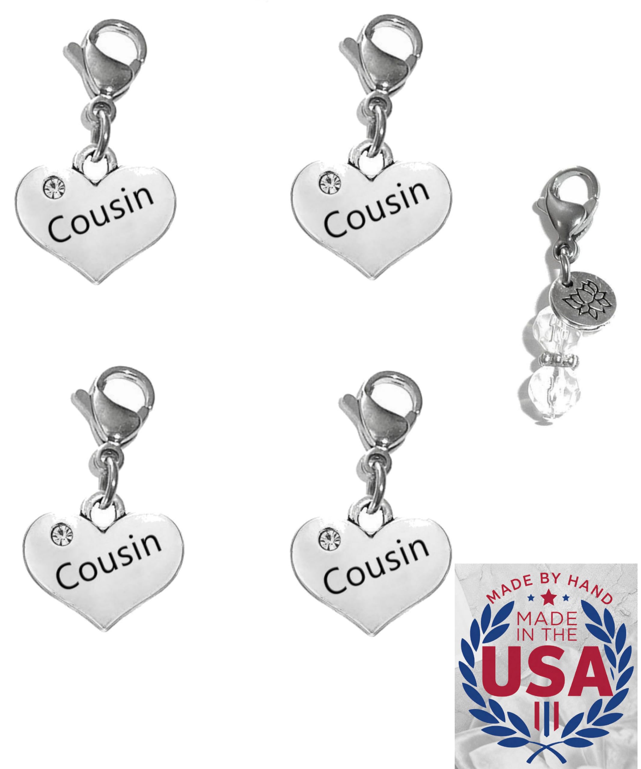 Hidden Hollow Beads 4 Clip On Charms for Purse, Handbag, Keychain, Zipper Pull, Backpack, Jewelry Accessory, USA