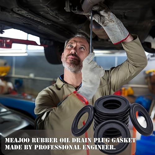 Miniatura 5 de MEAJOO Junta de tapón de drenaje de aceite M12, sellos de goma para arandela aplastante, 12616850, sello de tapón de drenaje de cárter de aceite de