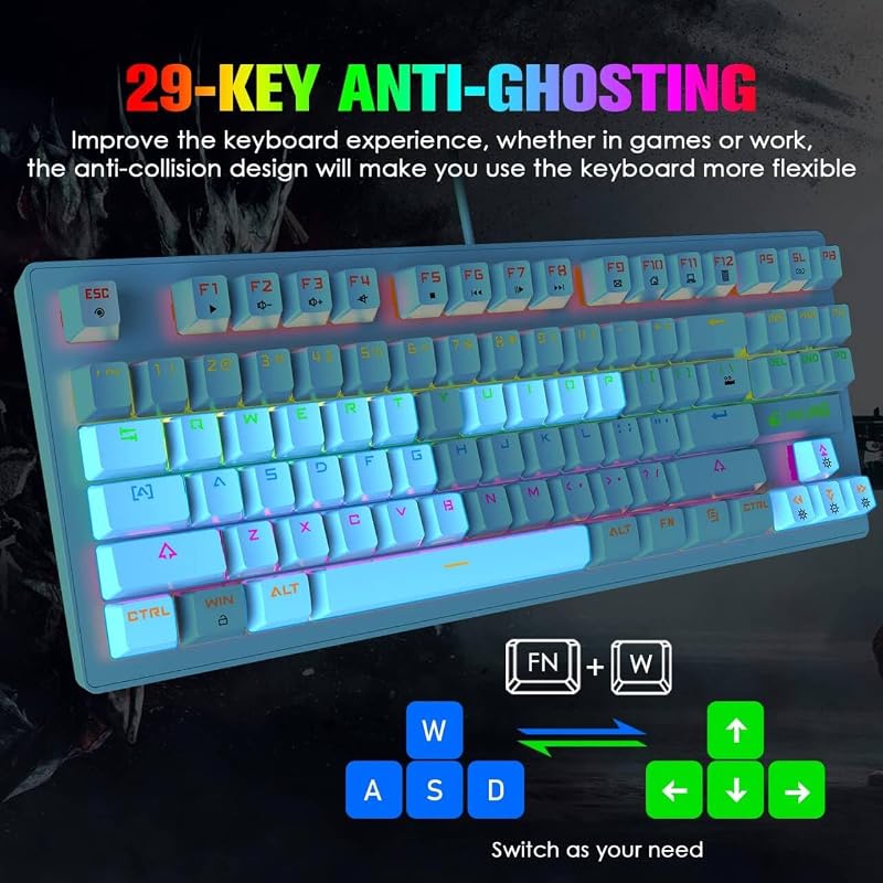 LexonElec K550 Gaming Billentyűzet és M1 Egér Szett Egérpaddal - Vezetékes Gamer Kombó PC-hez