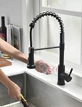 TIMACO Grifo de cocina con sensor de infrarrojos, color negro, con ducha extensible, giratorio 360°, grifos mezcladores para cocina, grifo monomando para cocina, grifo de muelle en espiral, grifo de