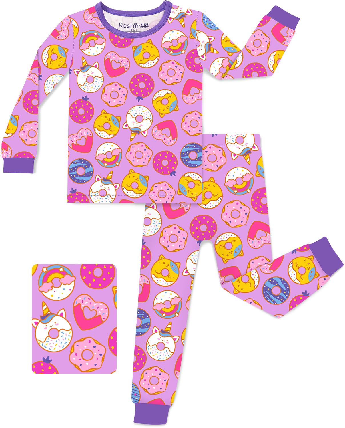 babee Reshinee Bamboo Viscose Toddler Girls Kids Pajamas Unicorn Mermaid Pjs Long Sleeve Snug fit 12M-8Y 2pcs Soft Jammies