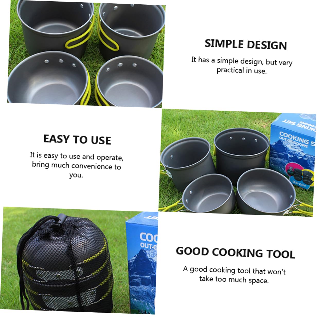 Juego de Cocina para Acampar de Aleación de Aluminio, 4 Piezas Portátil
