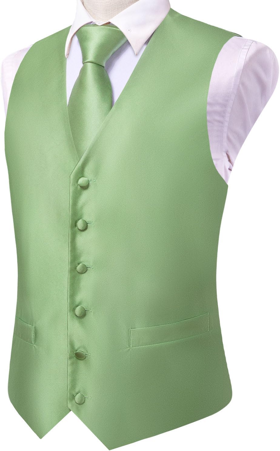 Hi-Tie Mens Suit Vest Tie set Classic Waistcoat and Necktie Handkerchief Cufflinks Suit Wedding Party - Image 4