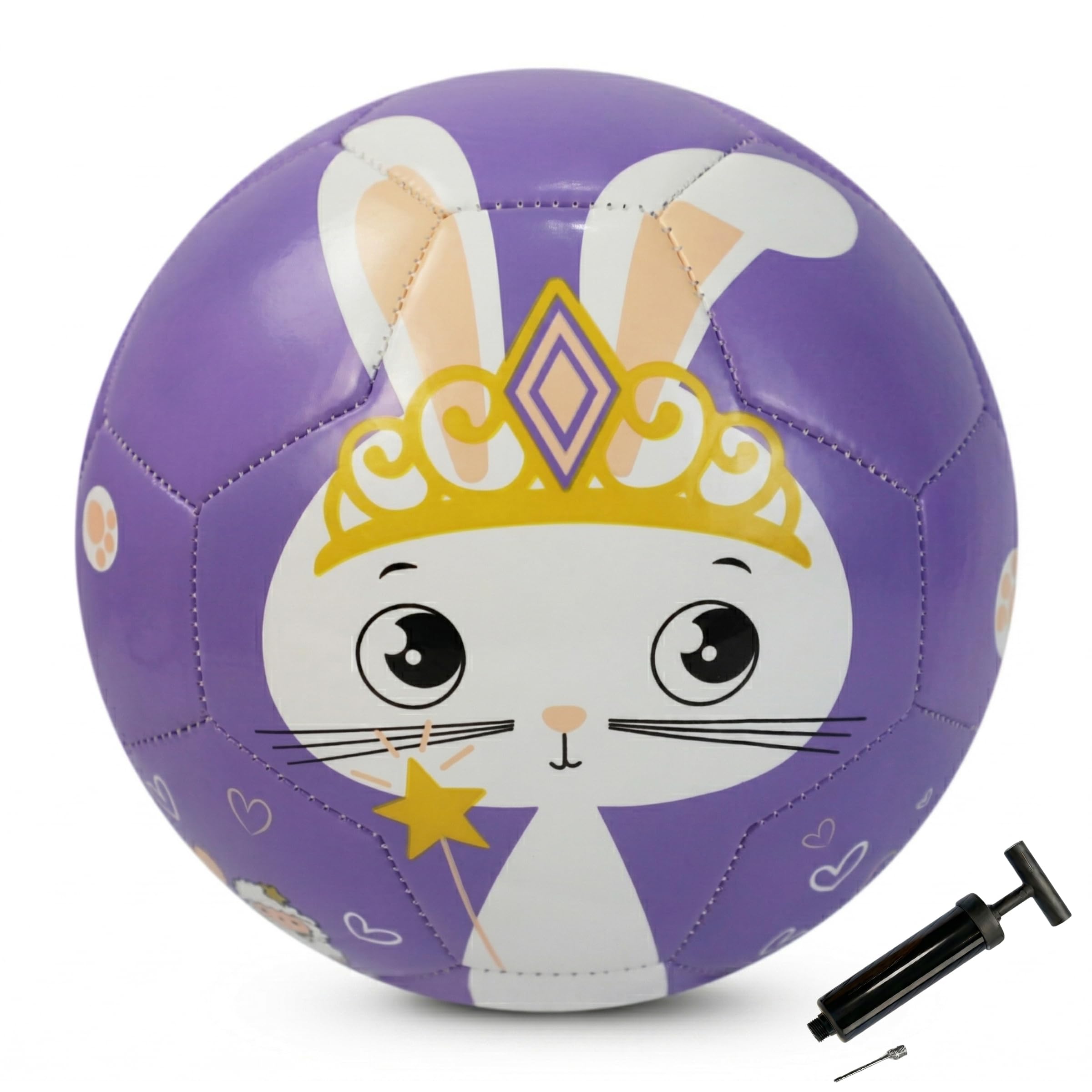 Thoughtful Fox Size 3 Kids Football for Children Boys Girls Ages 4-8 – Screen-Free Active Play Training Ball Set with Pump & 32 Interactive Games – Outdoor Garden Toy - Cute Purple Bunny Princess Gift