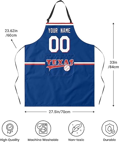 Miniatura 6 de ANTKING Delantal personalizado con bolsillo, regalo personalizado de cualquier nombre y cualquier número para padres y hombres fanáticos