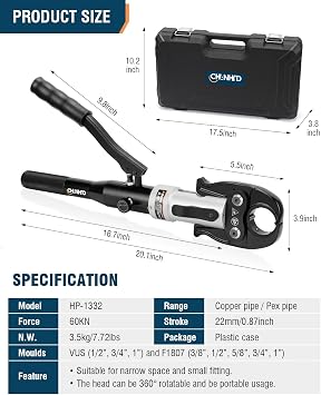 Hydraulic Crimping Tool, YQ-30 Hydraulic 8T Splitter Expander Stretch Plier Separator Manual Tool for Pipeline Repair, Construction(Black)