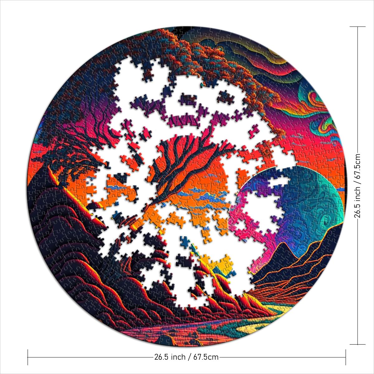 Puzzle da 1000 pezzi per adulti Bambini Puzzle rotondi creativi psichedelici per adulti e bambini, puzzle in cartone Puzzle impegnativi per adulti Dimensioni: 67,5x67,5