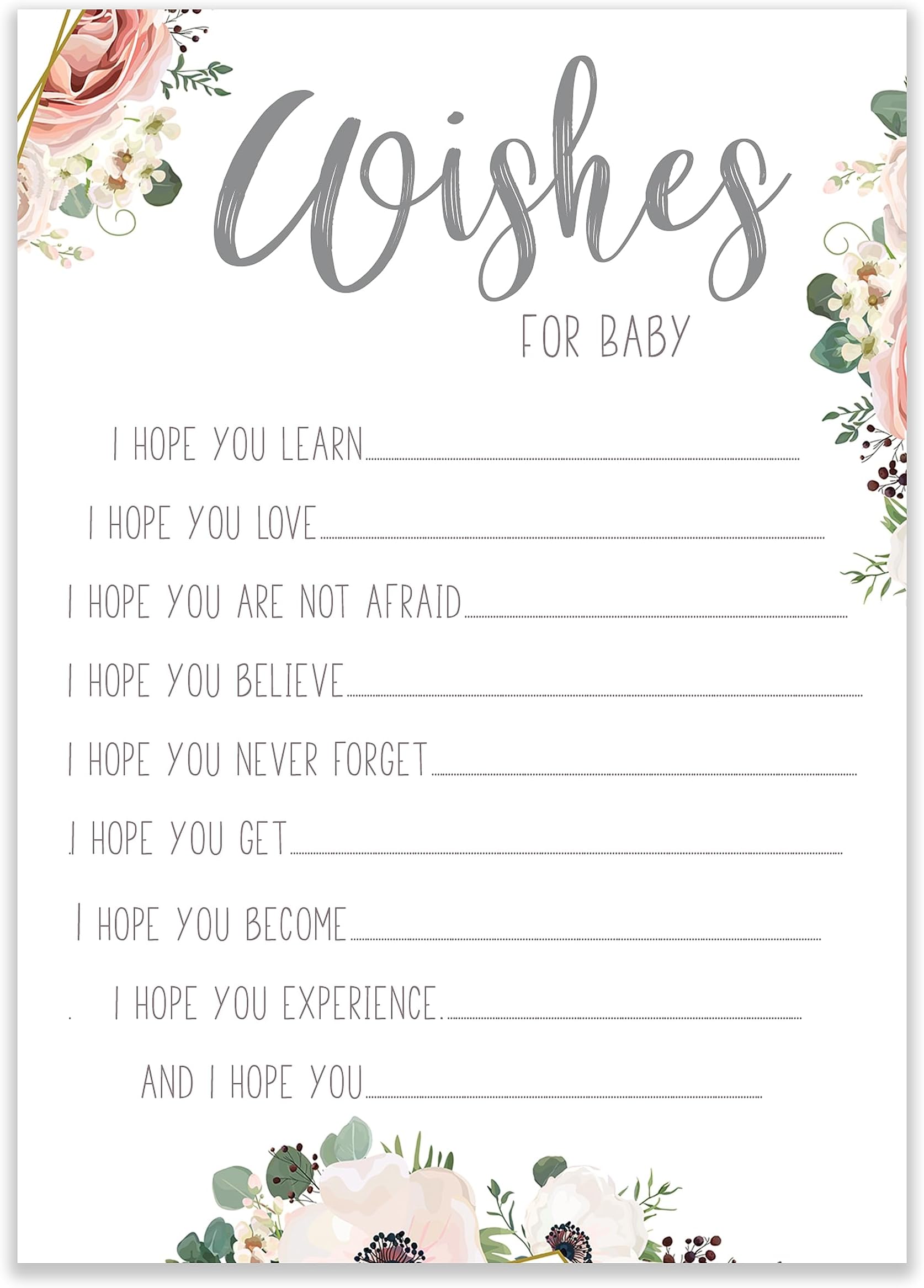 Baby Shower Game - Pack of 10 Wishes For Baby Cards BOHO - (BSBH-WFB10)